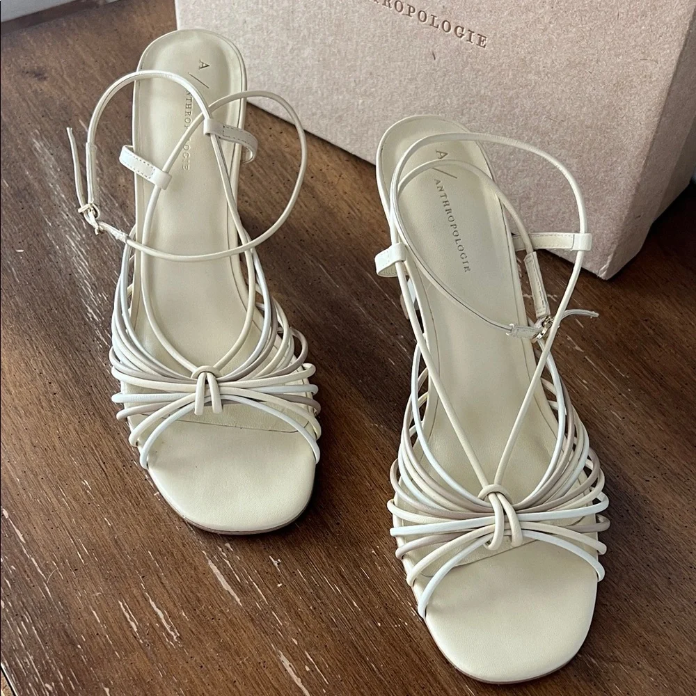 Anthropologie Cream Strappy Heels